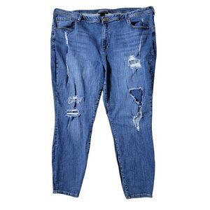 Lane Bryant Ankle Jeans Size 28 44X29 High Rise Distressed Ripped Medium Wash